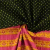 Blousestof – Donkergroen & roze paneel 80cm