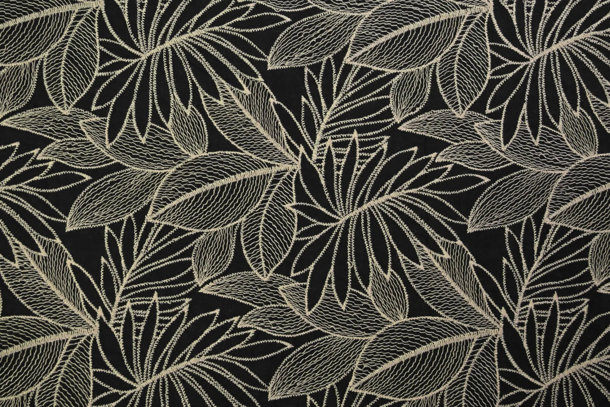 Broderie katoen – Noir botanique