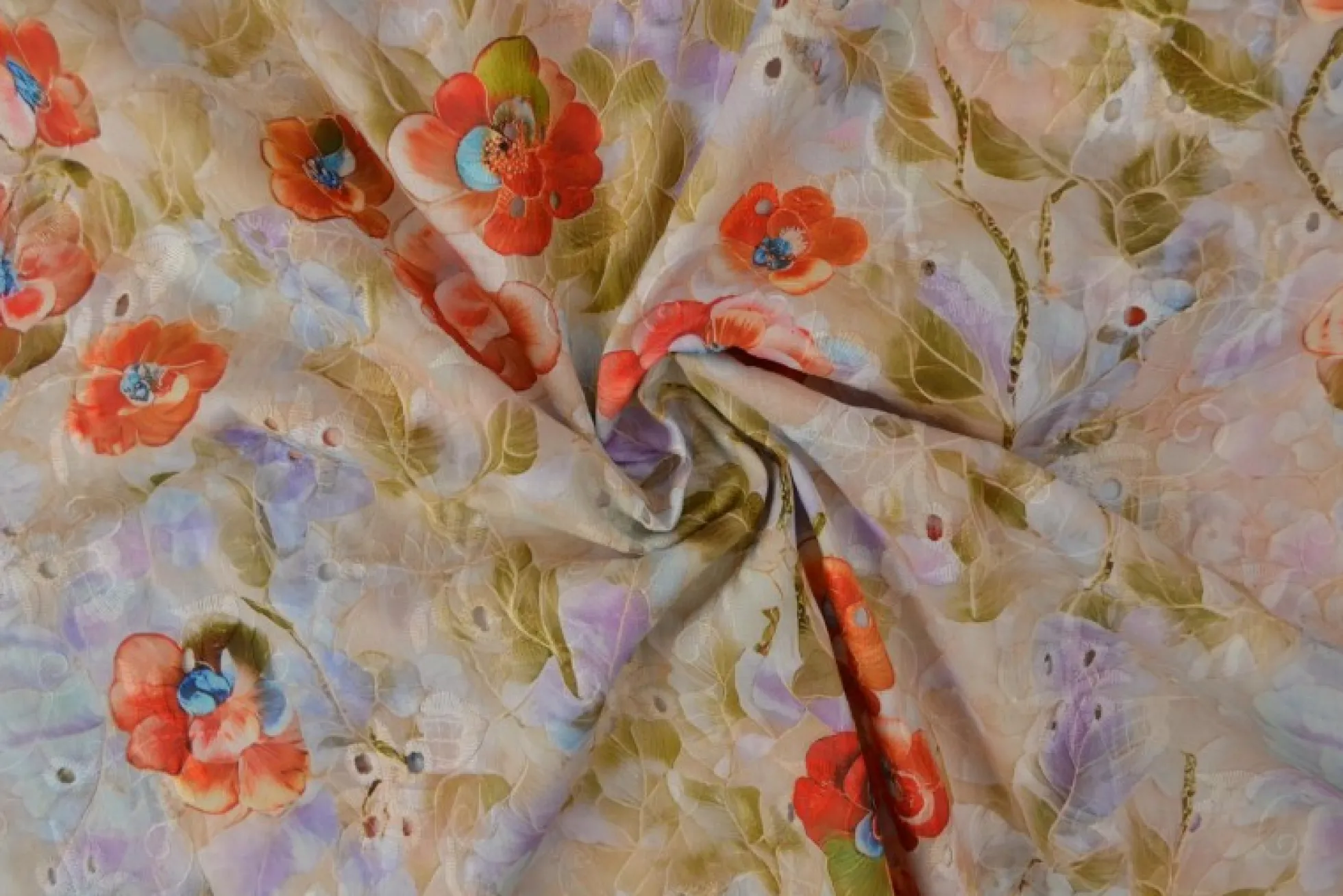 Broderie katoen – Vintage rose