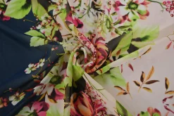 Chiffon – Bloomy paradise border pink-navy