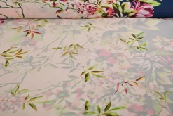 Chiffon – Bloomy paradise border pink-navy