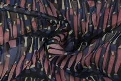 Chiffon – Graphic stripes navy & old pink
