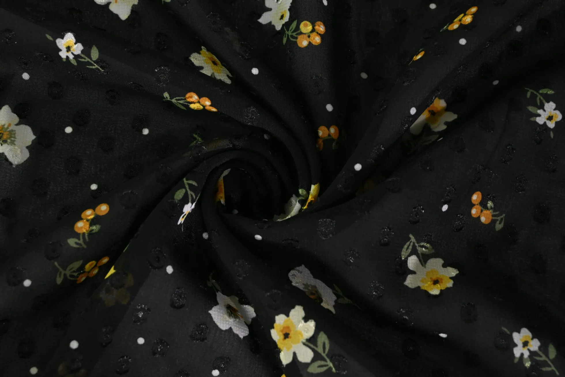 Chiffon – Petite fleur noir