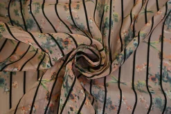 Chiffon – Striped floral harmony beige