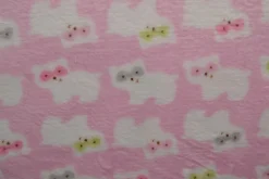 Coral fleece – Bear faces pink