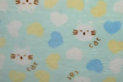 Coral Fleece – Cats & hearts on aqua