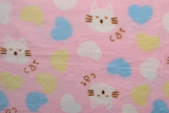 Coral Fleece – Cats & hearts on pink