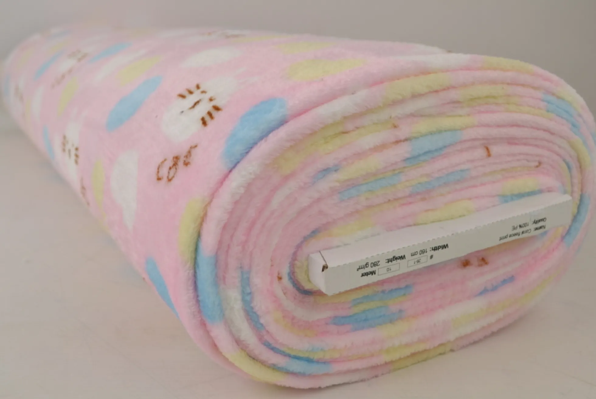 Coral Fleece – Cats & hearts on pink