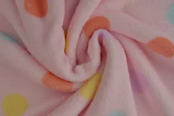 Coral Fleece – Colorful dots on baby pink