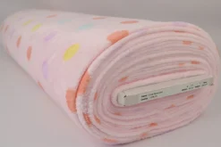 Coral Fleece – Colorful dots on baby pink