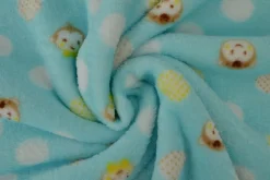 Coral Fleece – Monkey dots on aqua