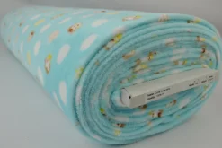 Coral Fleece – Monkey dots on aqua