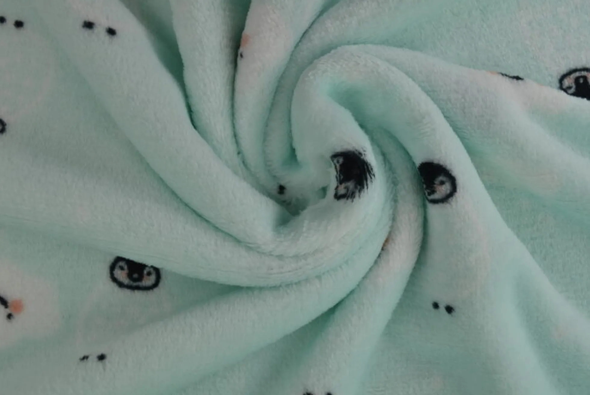 Coral Fleece – Pinguin & clouds on mint