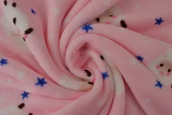Coral Fleece – Sheeps & stars on pink