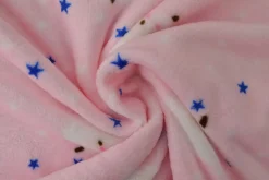 Coral Fleece – Sheeps & stars on soft pink
