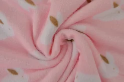 Coral Fleece – White rabbits on pink