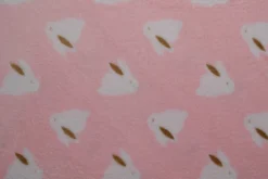 Coral Fleece – White rabbits on pink