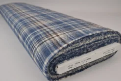 Coupon 120cm x 150cm | Flanel ruit – Donkerblauw, gebroken wit & donkerblauw