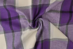 Coupon 130cm x 150cm | Flanel ruit – Paars, gebroken wit & zwart