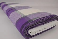 Coupon 130cm x 150cm | Flanel ruit – Paars, gebroken wit & zwart
