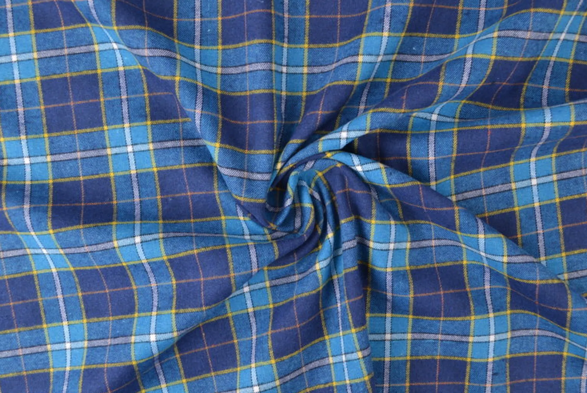 Coupon 180cm x 150cm | Flanel ruit – Petrol, navy & geel