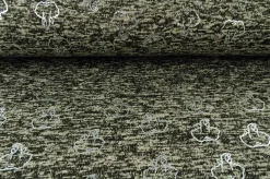 Coupon 145cm x 160cm | Gebreide sweaterstof – Mosgroen olifantjes
