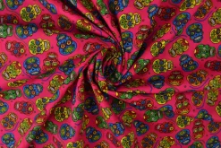 Coupon 120cm x 150cm | Katoen poplin – Schedel fuchsia