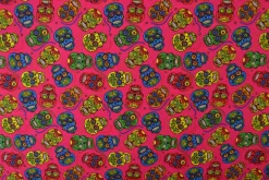 Coupon 120cm x 150cm | Katoen poplin – Schedel fuchsia