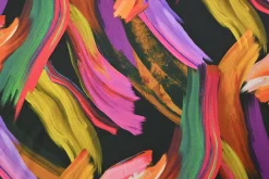 Coupon 150cm x 150cm | Katoen tricot – Rainbow Brushstrokes Black