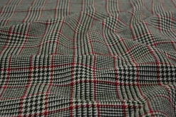 Coupon 80cm x 150cm | Wollen stof – Glencheck rood & zwart