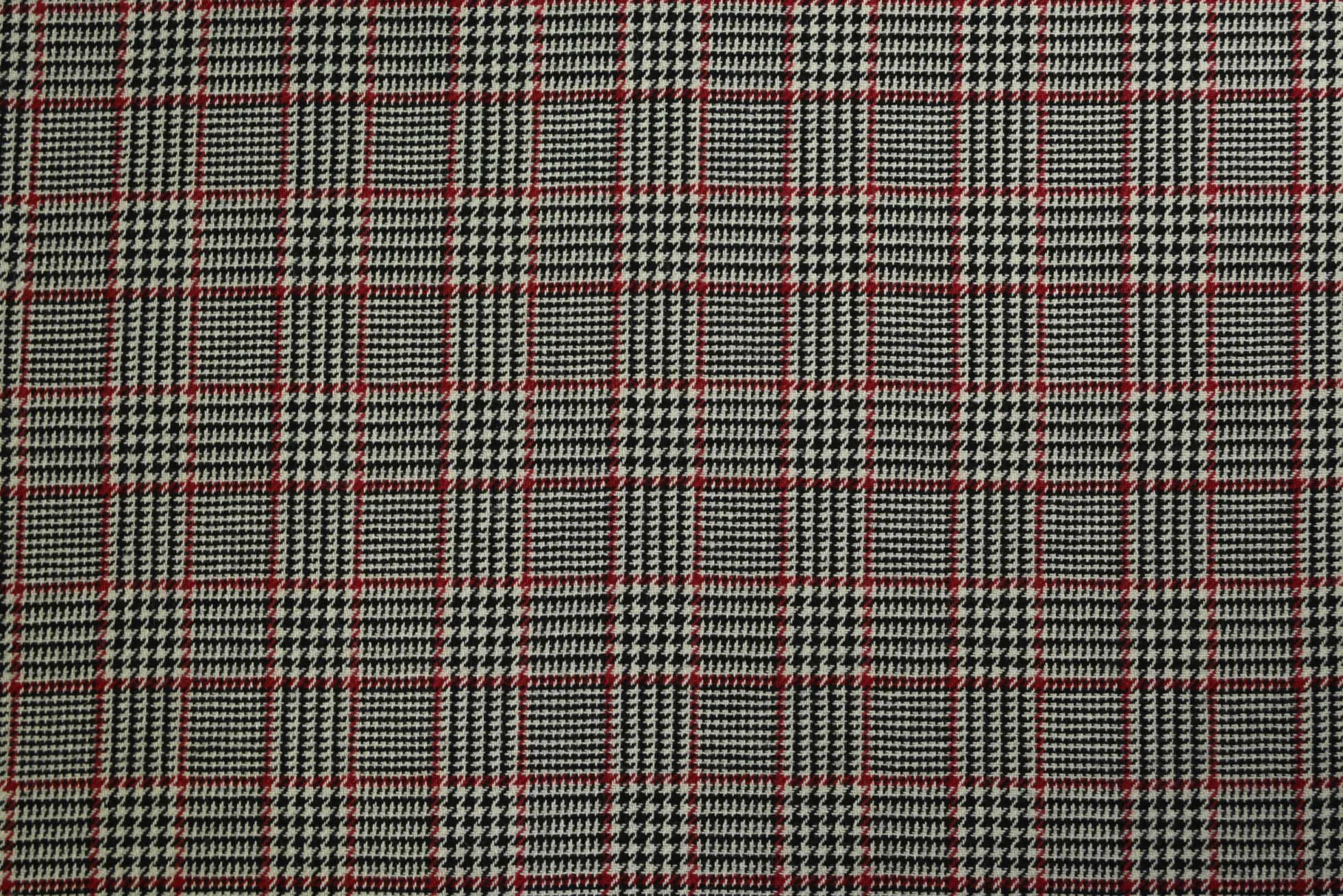 Coupon 80cm x 150cm | Wollen stof – Glencheck rood & zwart