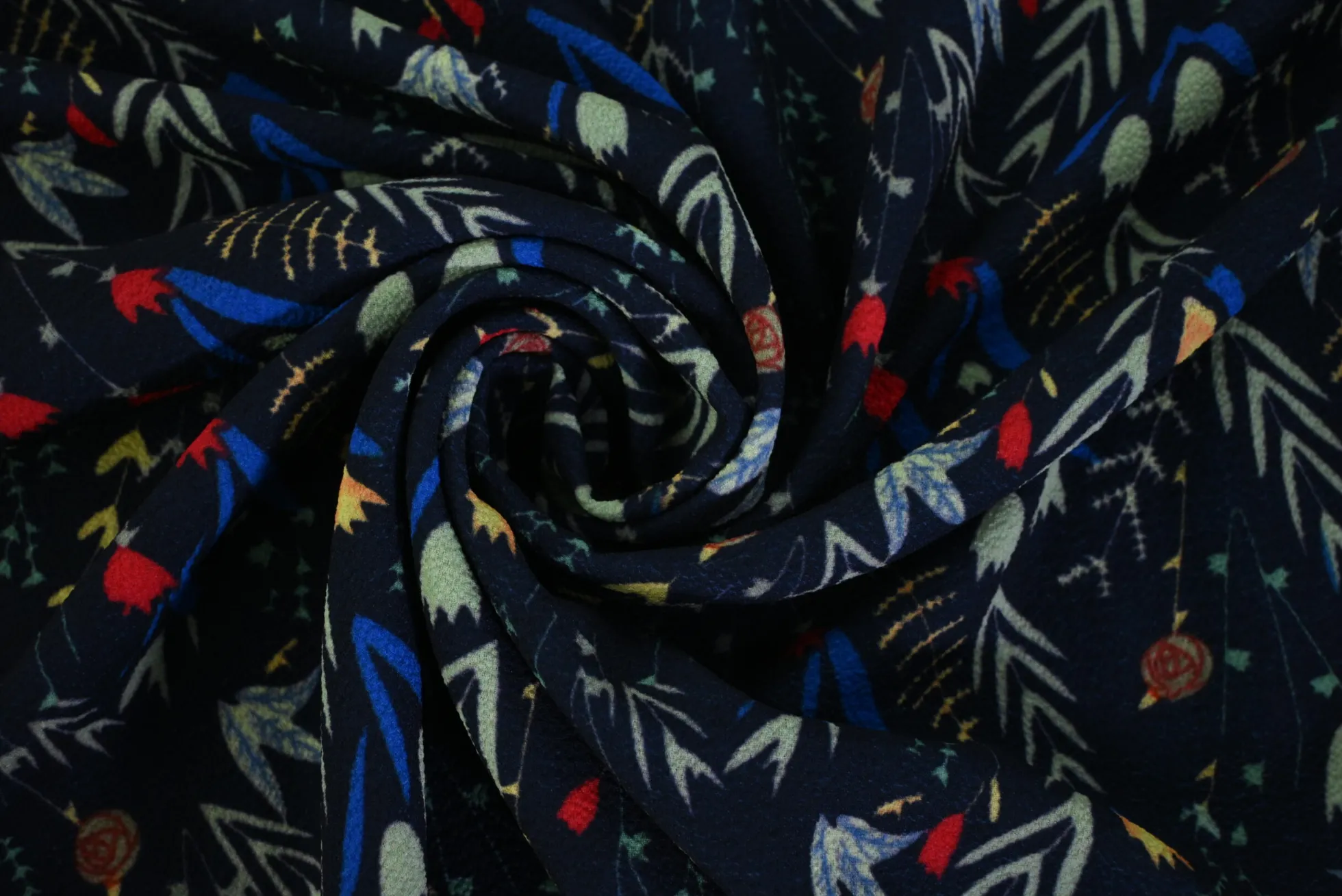 Crêpe / bubble chiffon – Flowers on navy