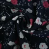Crêpe / bubble chiffon – Pink roses on navy