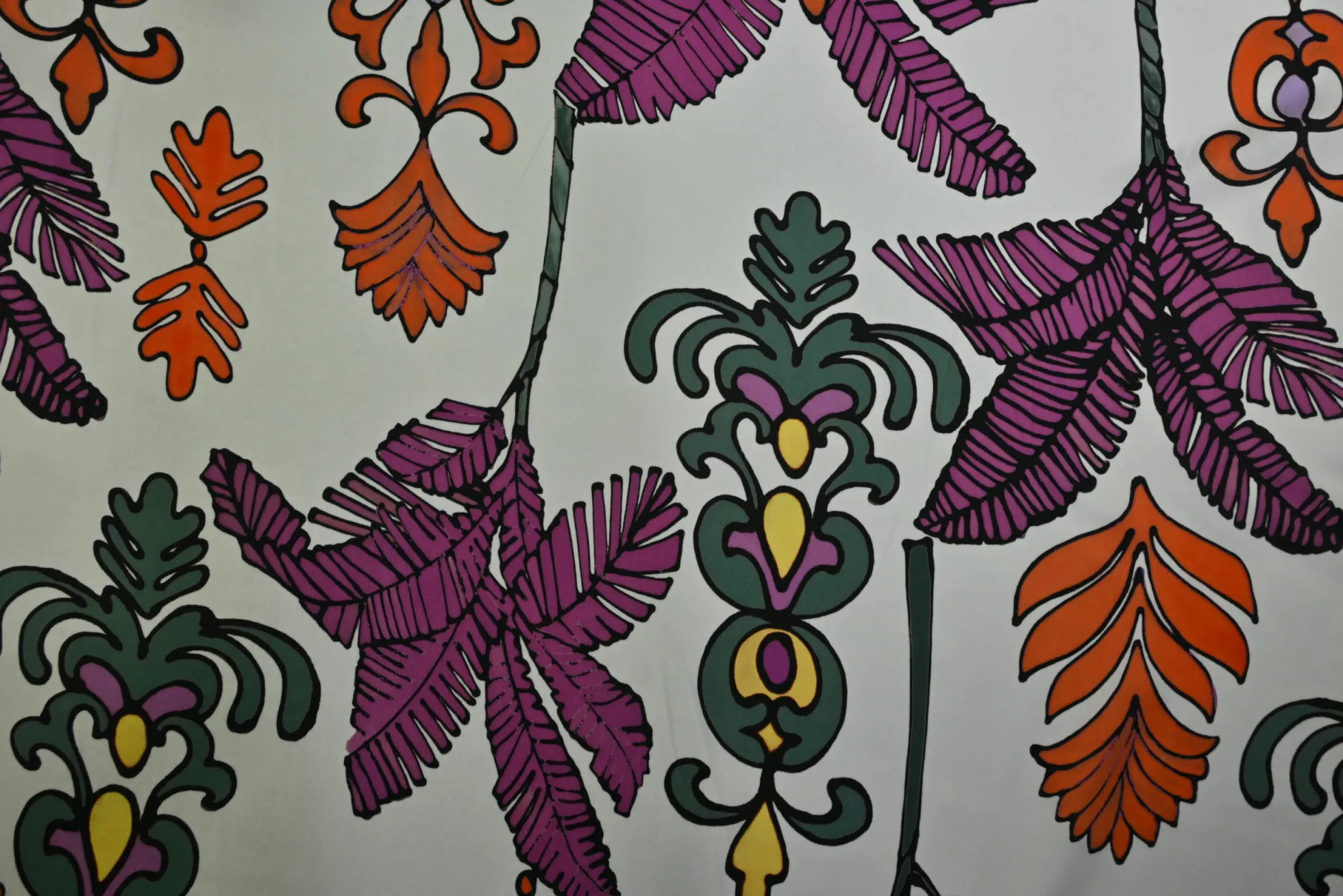 Crêpe – Cassis / orange baroque on offwhite
