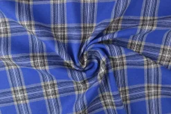 Flanel ruit – Blauw, gebroken wit, lichtgrijs & zwart