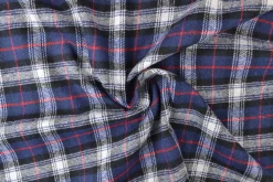 Flanel ruit – Donkerblauw, gebroken wit, zwart & rood