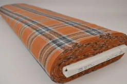 Flanel ruit – Donker oker, gebroken wit, lichtgrijs & zwart