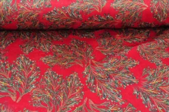 Fluweel stretch – Branches on red
