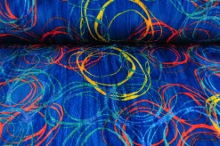 Fluweel stretch – Circles on dark petrol crushed look