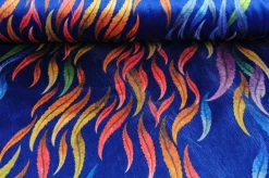 Fluweel stretch – Colorful seaweed on dark blue