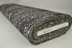 Fluweel stretch – Green with pink animal spots crushed look