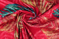 Fluweel stretch – Wheat on red