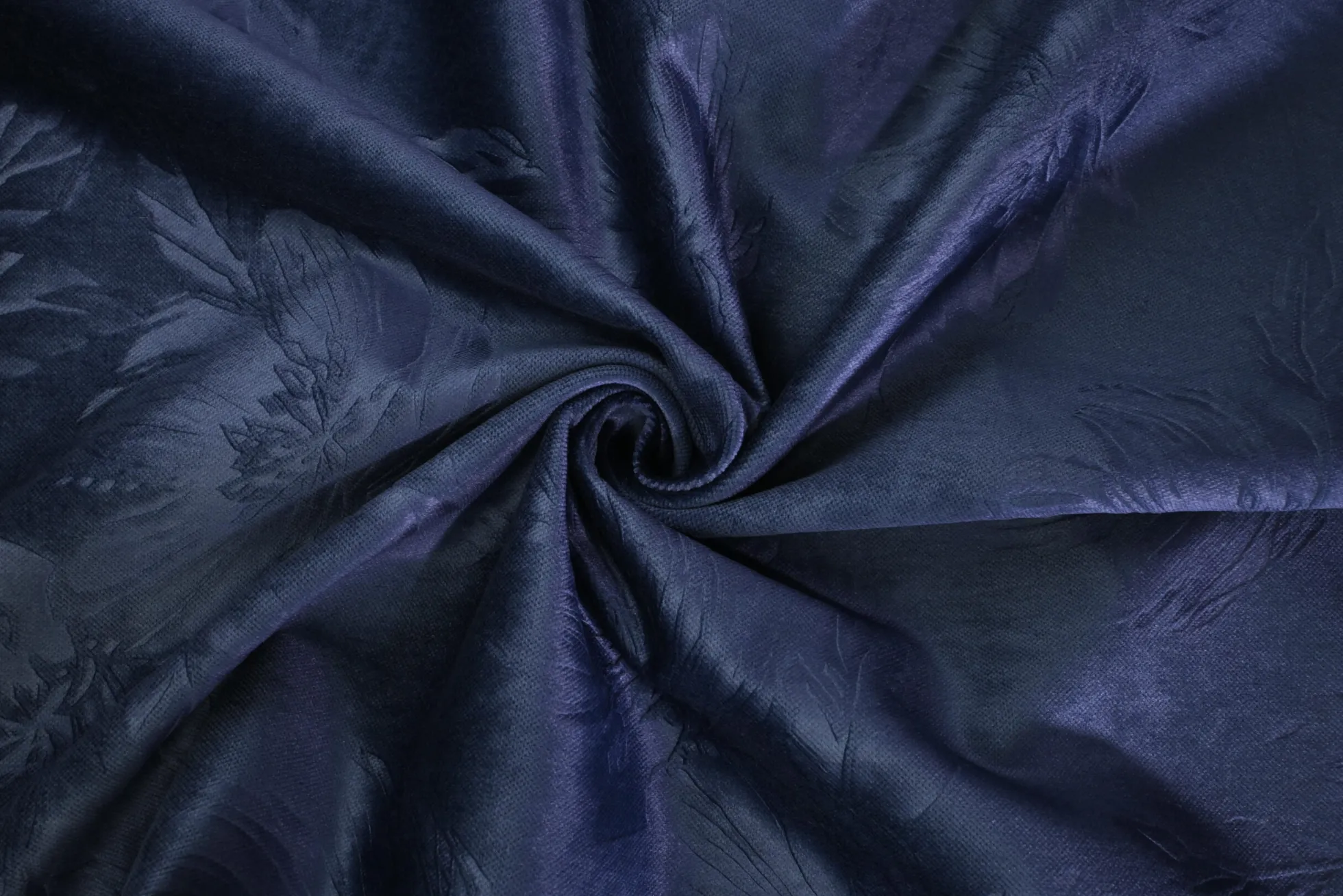 Fluweel / Velours – Bloemen donker vintage blauw katoen