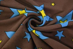 French terry – Cartoon stars on brown