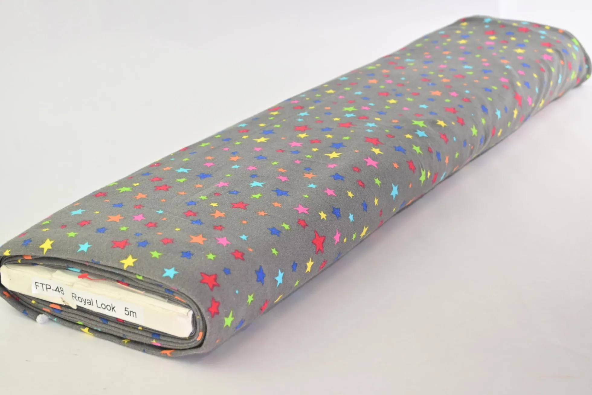 French terry – Colorful stars on dark grey