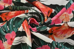French terry – Flamingo on stripes