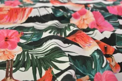 French terry – Flamingo on stripes