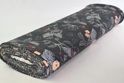 French terry – Midnight Botanical Linework
