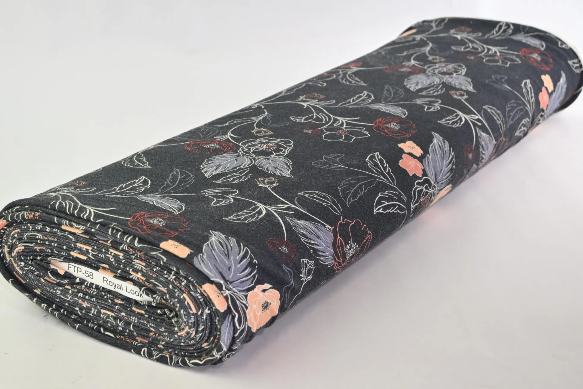 French terry – Midnight Botanical Linework