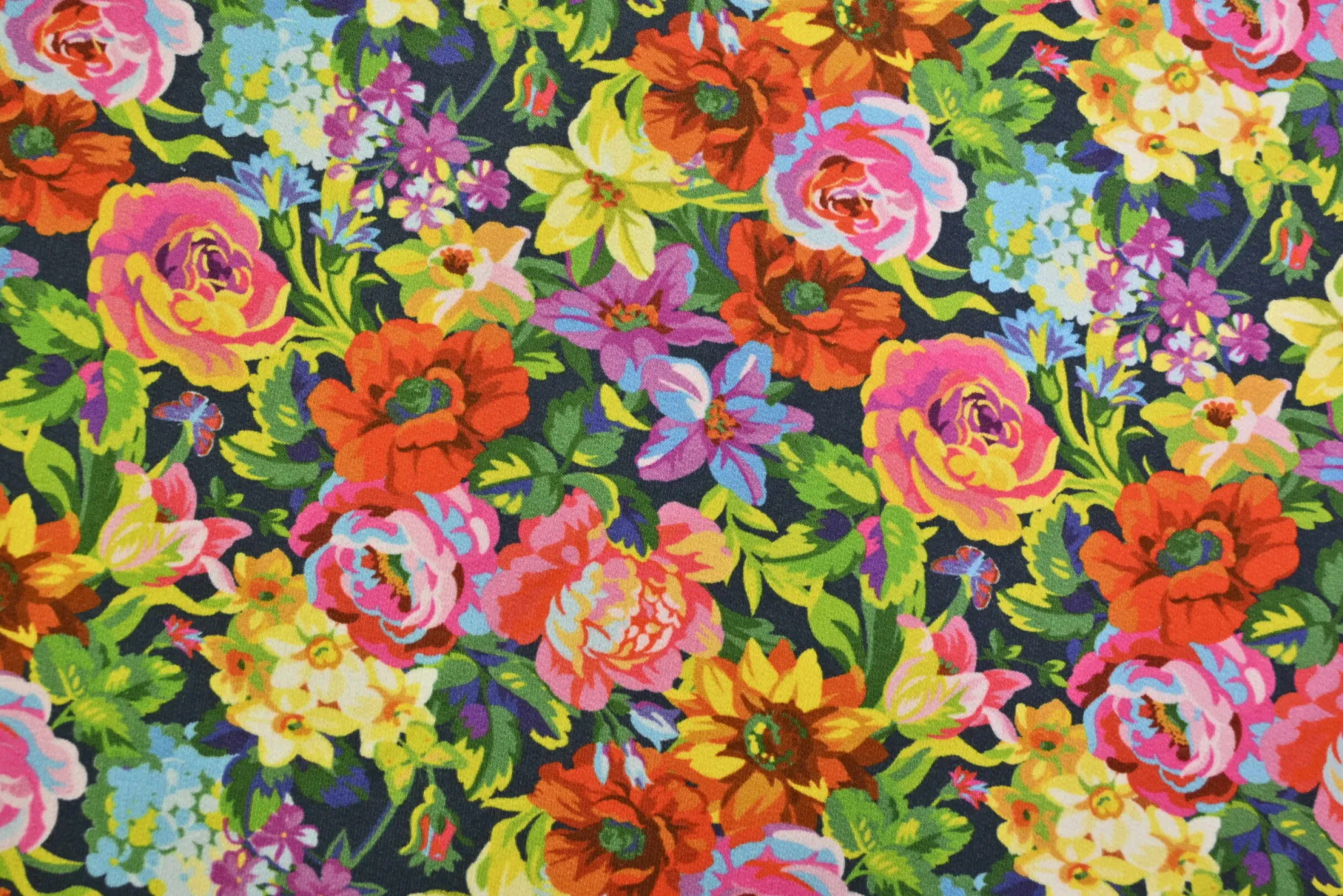 French terry – Midnight Rainbow Garden